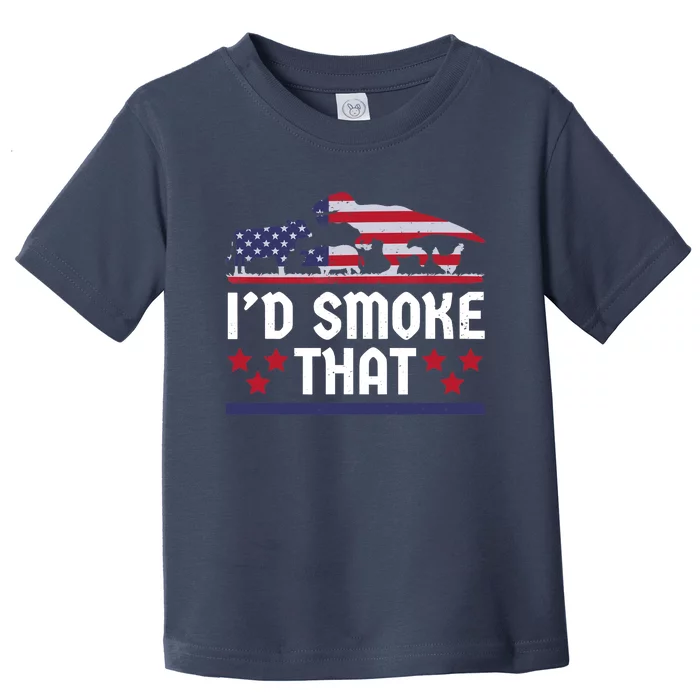 Funny ID Smoke That Bbq Barbeque Patriot Dinosaur Toddler T-Shirt