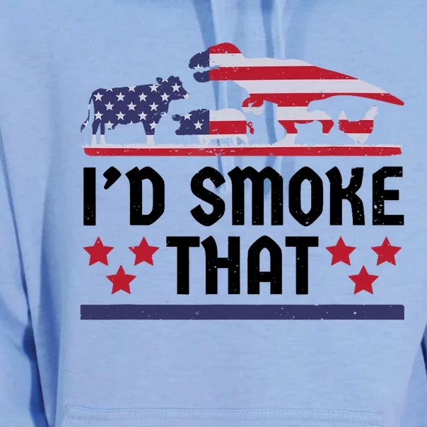 Funny ID Smoke That Bbq Barbeque Patriot Dinosaur Unisex Surf Hoodie