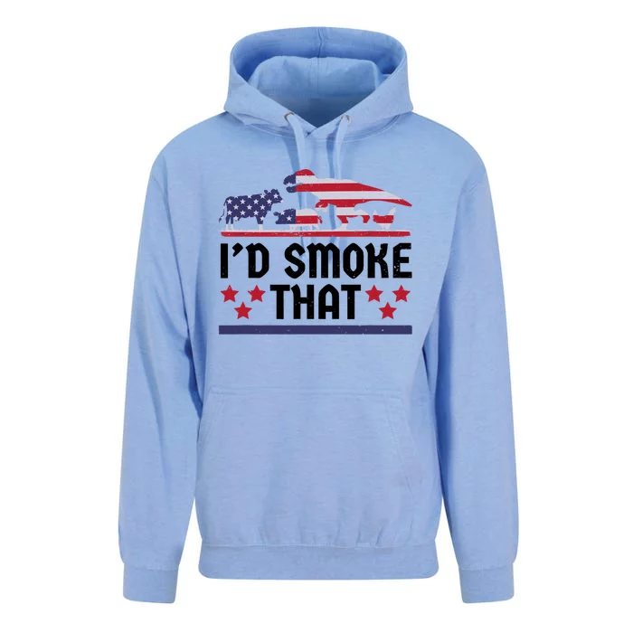 Funny ID Smoke That Bbq Barbeque Patriot Dinosaur Unisex Surf Hoodie