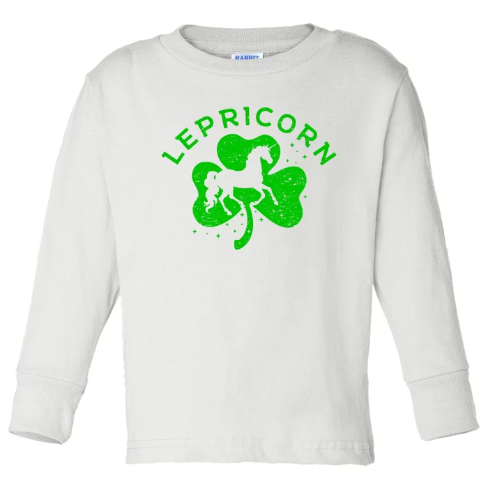 Funny Irish St Patricks Day Sweat Lepricorn Horse Gift Toddler Long Sleeve Shirt