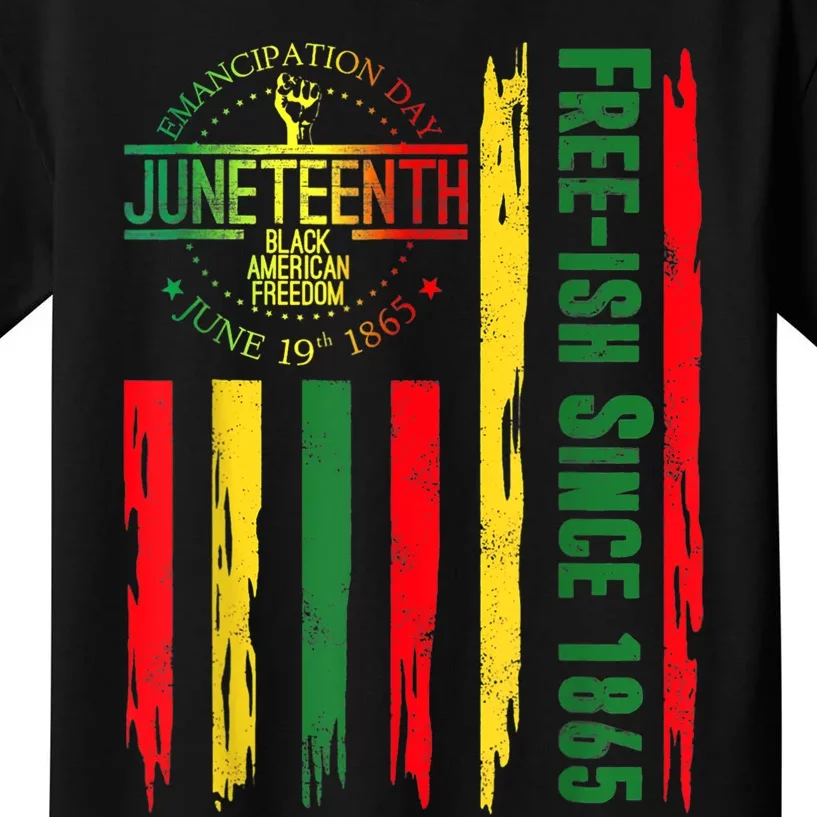 Free Ish Since 1865 With Pan African Flag For Juneteenth Kids T-Shirt