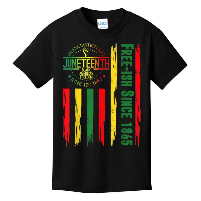 Free Ish Since 1865 With Pan African Flag For Juneteenth Kids T-Shirt