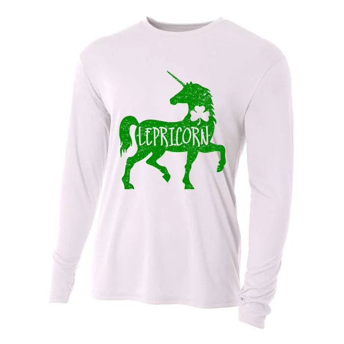 Funny Irish St Patricks Day Unicorn Leprechaun Gift Cooling Performance Long Sleeve Crew