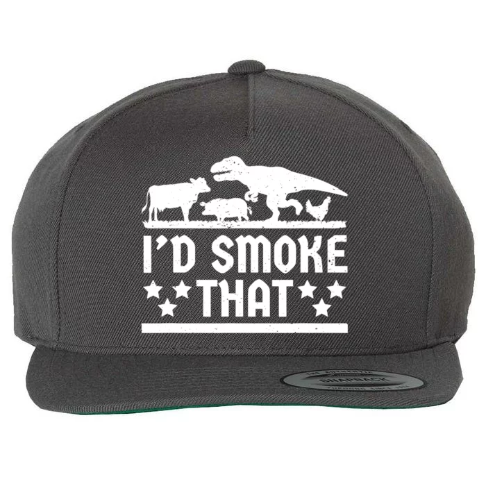 Funny Id Smoke That Bbq Barbeque Dinosaur Wool Snapback Cap