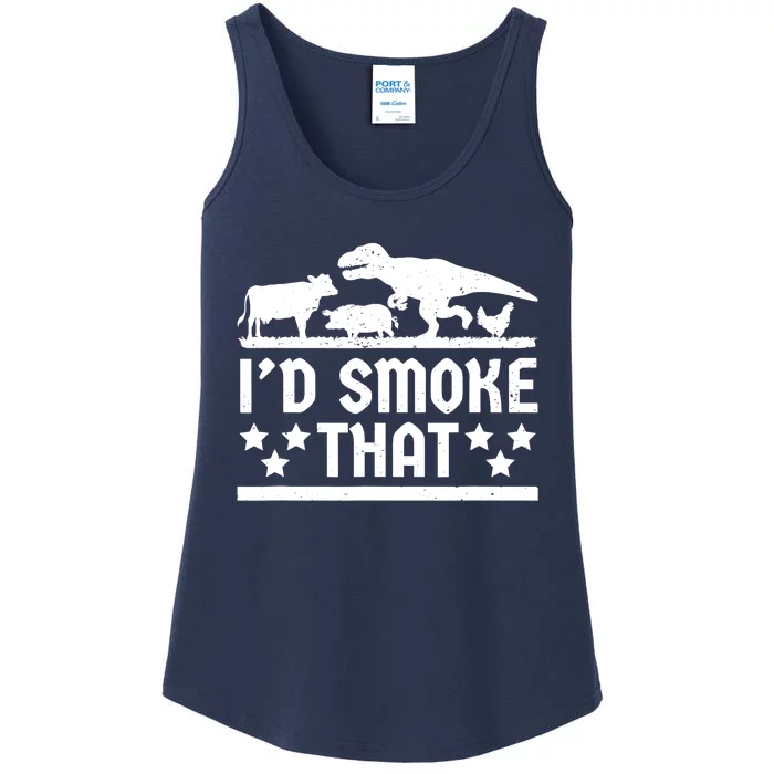 Funny Id Smoke That Bbq Barbeque Dinosaur Ladies Essential Tank