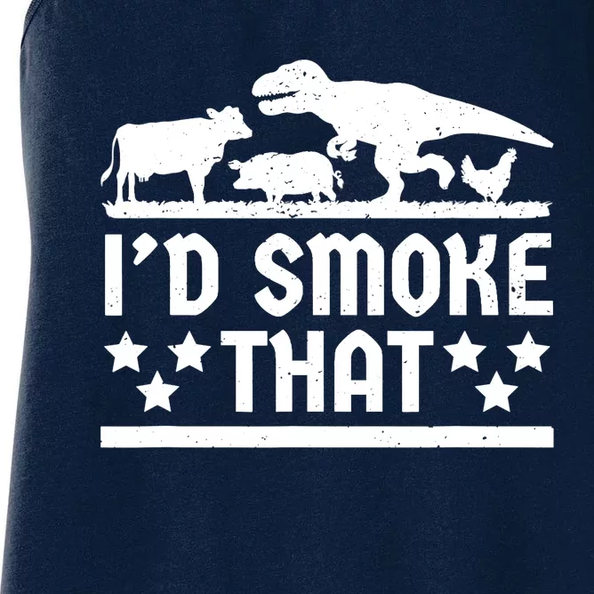 Funny Id Smoke That Bbq Barbeque Dinosaur Women's Racerback Tank