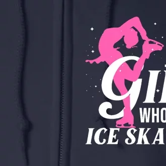 Funny Ice Skating Gift For Girl Wo Skater Figure Skating Full Zip Hoodie