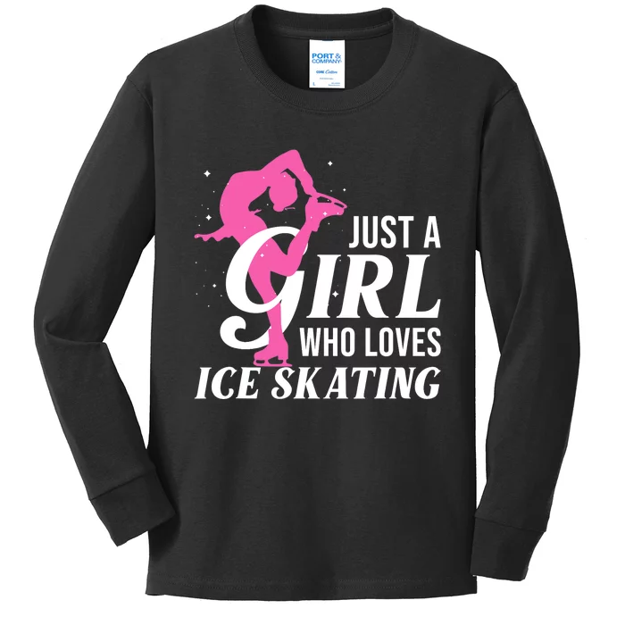 Funny Ice Skating Gift For Girls Wo Skater Kids Long Sleeve Shirt