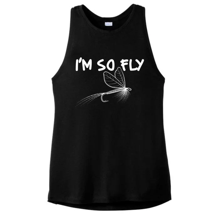 Funny I'm So Fly Fish Lure Fishing Fan Ladies Tri-Blend Wicking Tank