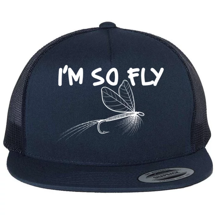 Funny I'm So Fly Fish Lure Fishing Fan Flat Bill Trucker Hat