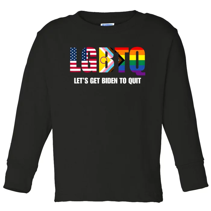 Funny I Support LGBTQ Pro Trump 2024 Let’s Get Biden To Quit Joe Biden Anti Bide Toddler Long Sleeve Shirt