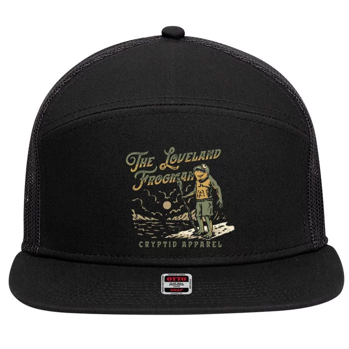 Frog I Saw The Loveland Frogman 7 Panel Mesh Trucker Snapback Hat