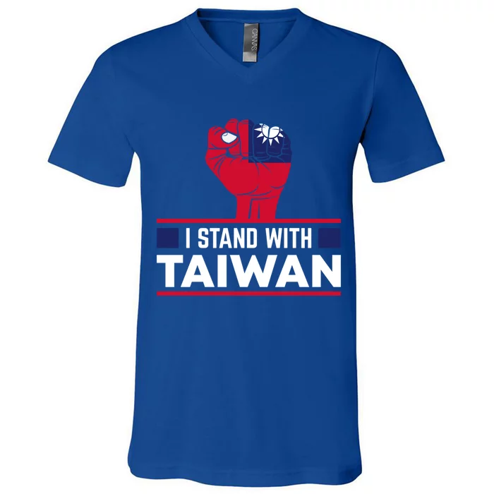 Fist I Stand With Taiwan Cool Gift V-Neck T-Shirt