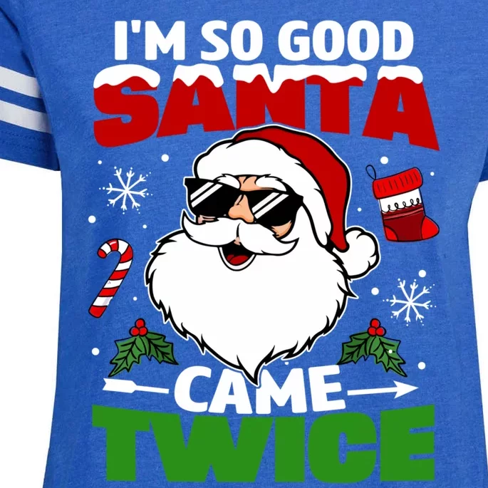 Funny Im So Good Santa Came Twice Christmas Adults Enza Ladies Jersey Football T-Shirt