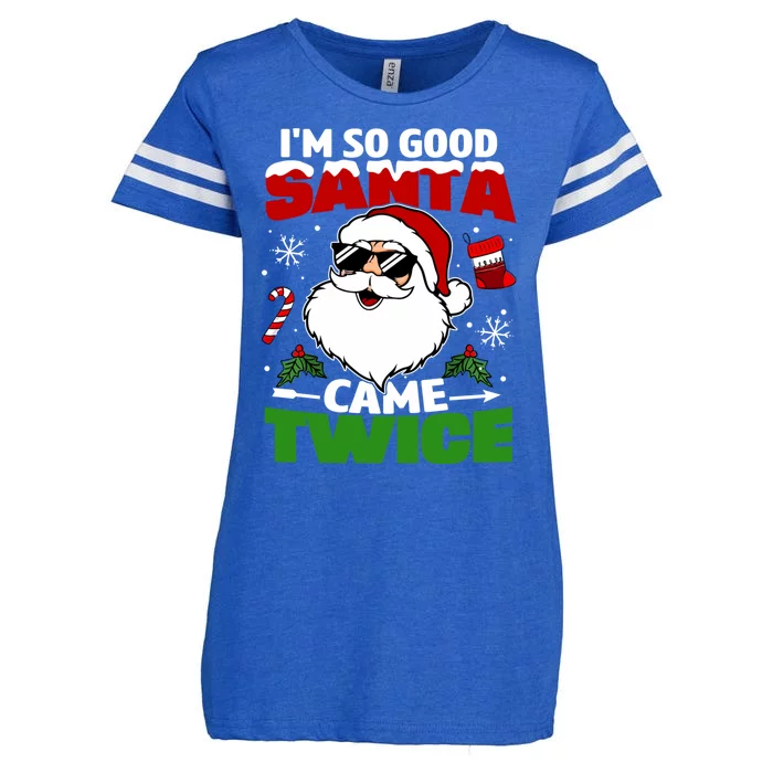 Funny Im So Good Santa Came Twice Christmas Adults Enza Ladies Jersey Football T-Shirt