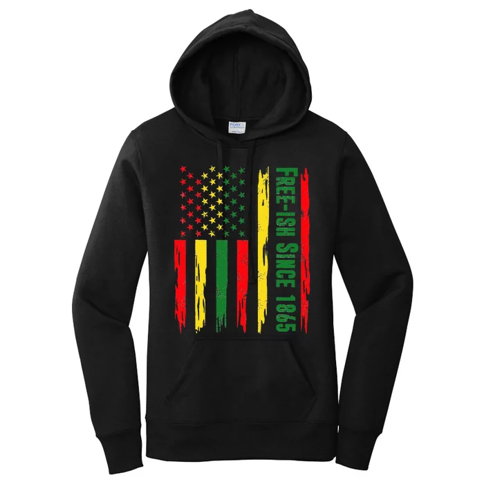 Free Ish Since 1865 With Pan African Flag For Juneteenth Women's Pullover Hoodie