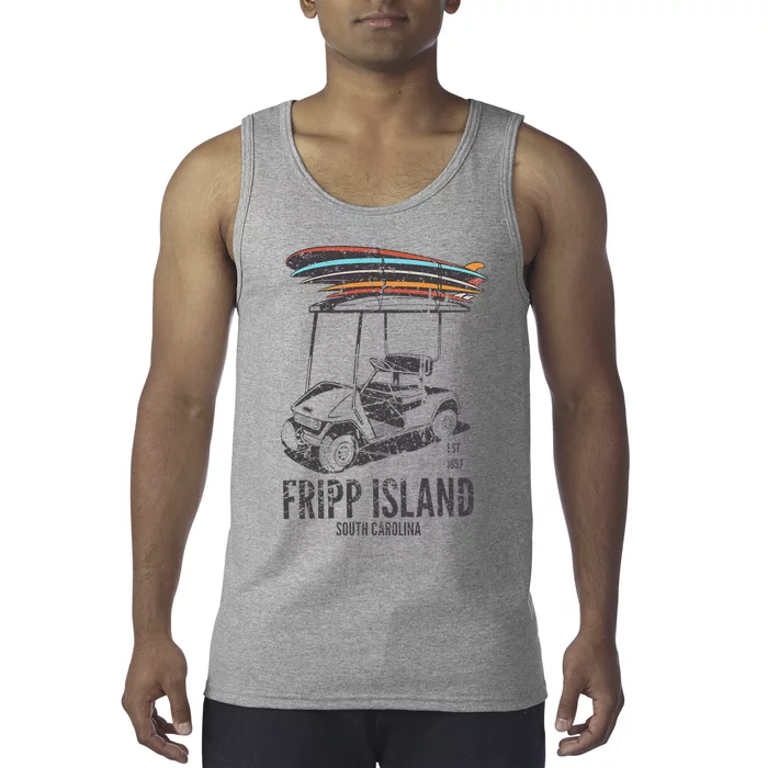 Fripp Island South Carolina Golf Cart Surfer Lowcountry Tank Top