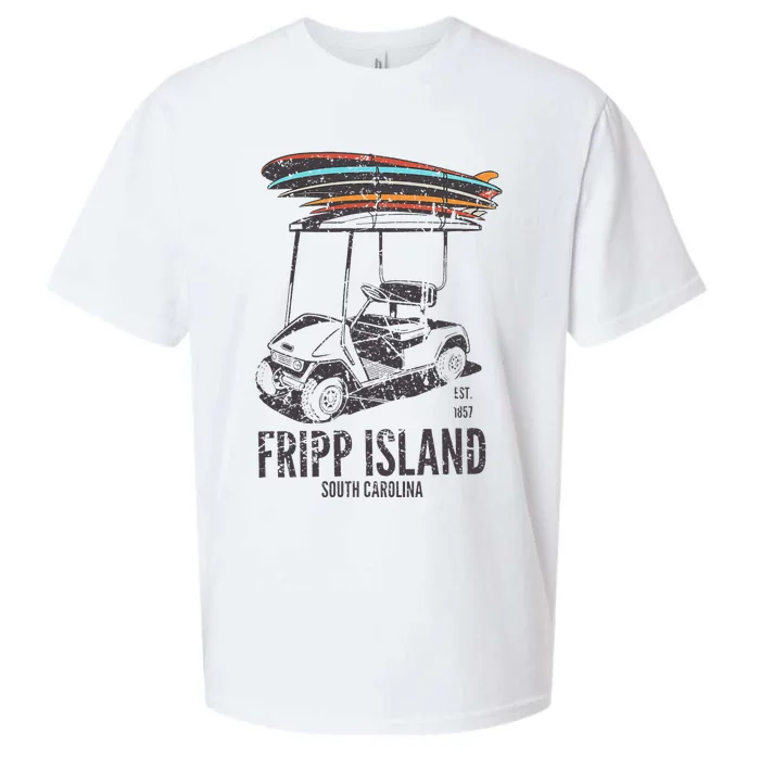 Fripp Island South Carolina Golf Cart Surfer Lowcountry Sueded Cloud Jersey T-Shirt