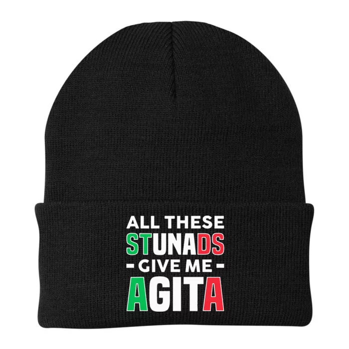 Funny Italian Saying All These Stunads Give Me Agita Knit Cap Winter Beanie