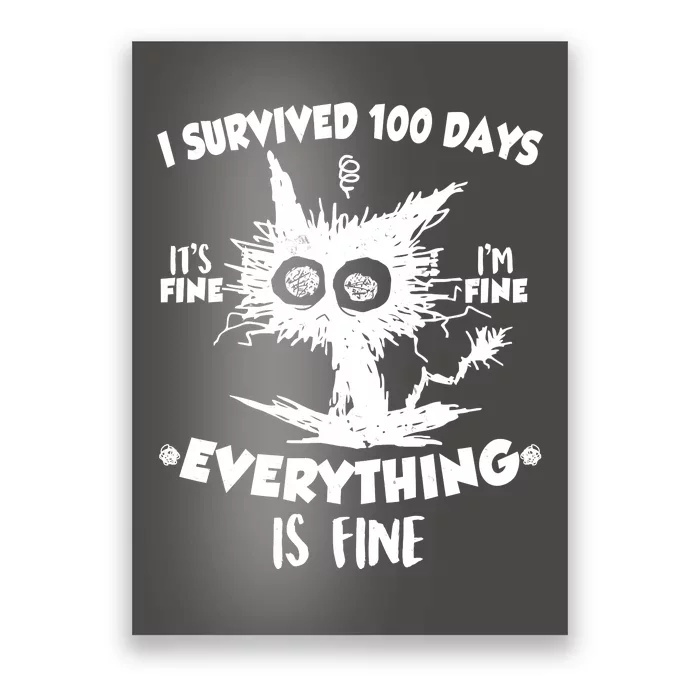 Funny I Survived 100 Days It's Fine I'm Fine Everything Is Fine Poster