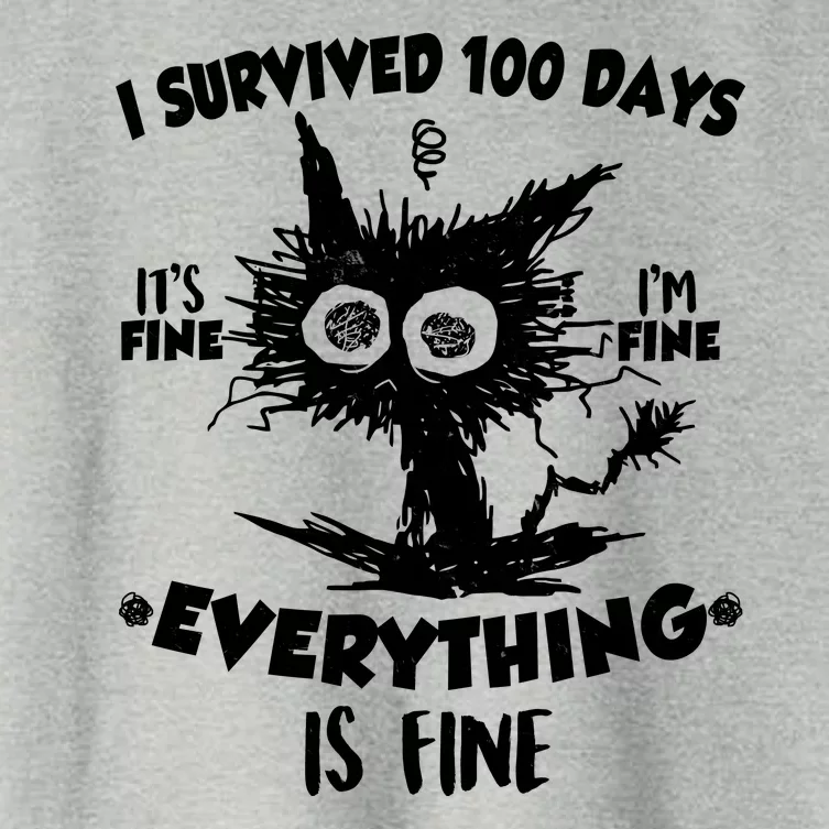 Funny I Survived 100 Days It's Fine I'm Fine Everything Is Fine Women's Crop Top Tee