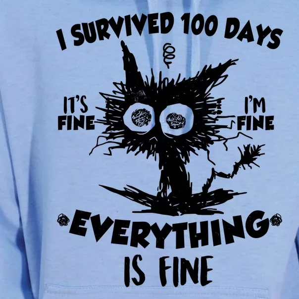 Funny I Survived 100 Days It's Fine I'm Fine Everything Is Fine Unisex Surf Hoodie