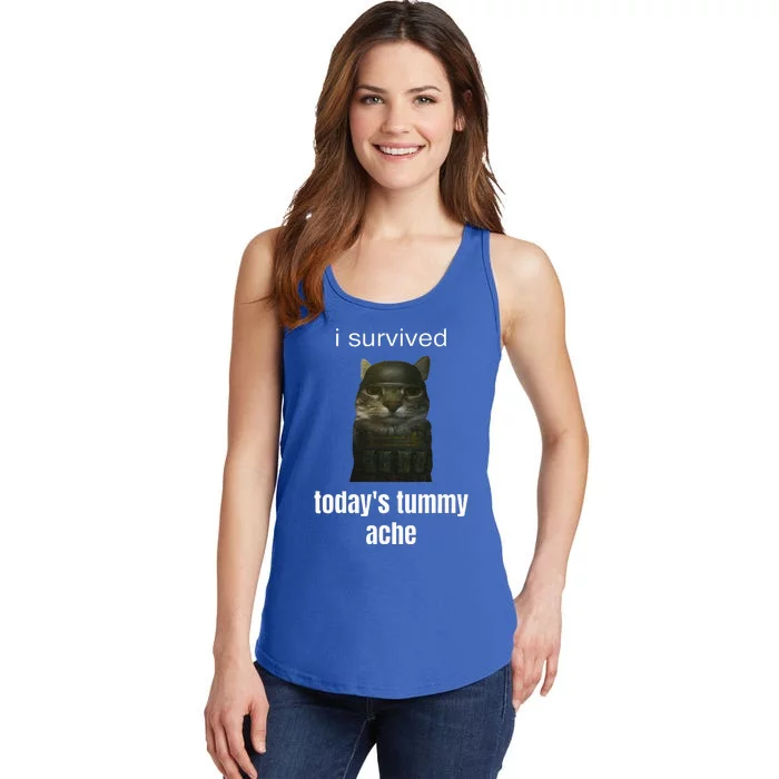 Funny I Survived TodayS Tummy Ache Ladies Essential Tank