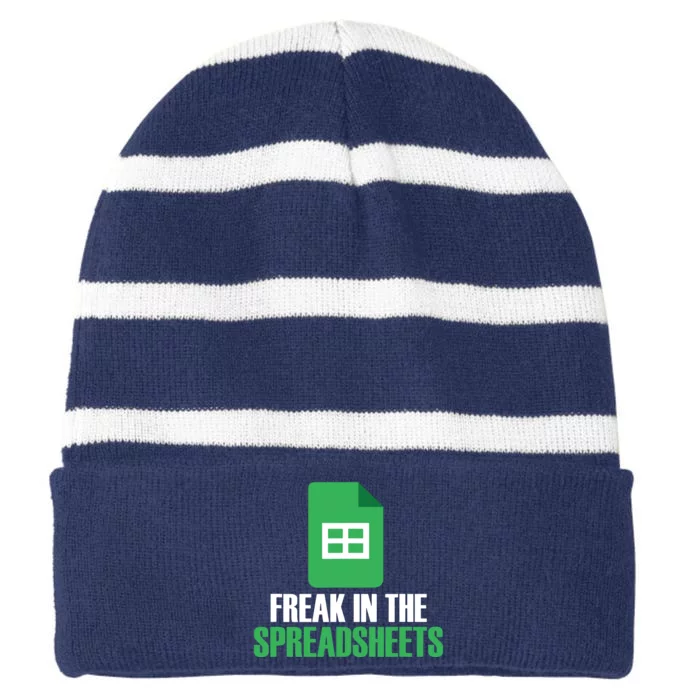 Freak In Spreadsheets Excel Accountant Accounting Striped Beanie with Solid Band