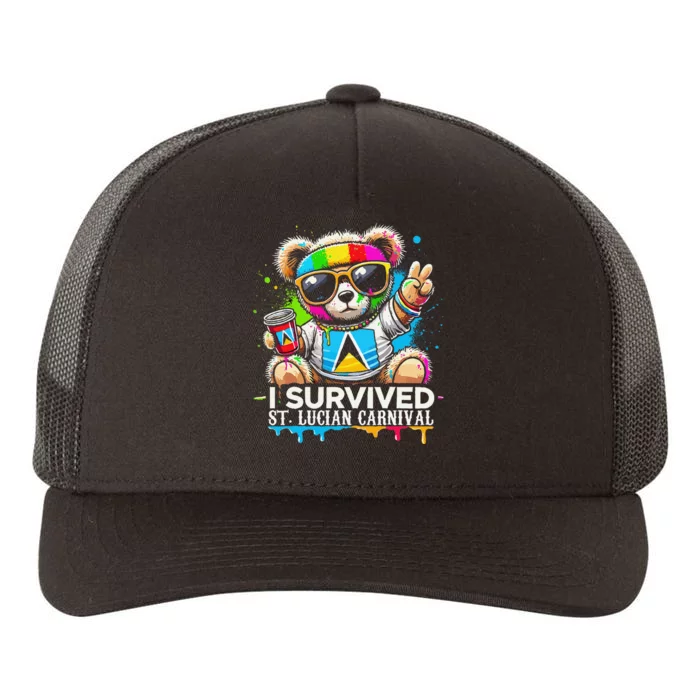 Funny I Survived St. Lucia Carnival Bear Paint Powder Fete Yupoong Adult 5-Panel Trucker Hat