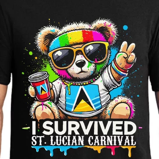 Funny I Survived St. Lucia Carnival Bear Paint Powder Fete Pajama Set