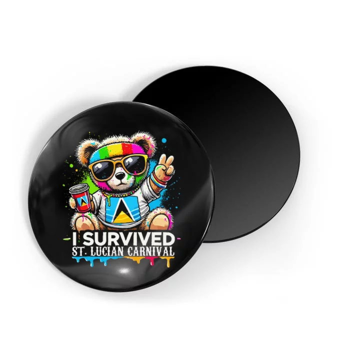 Funny I Survived St. Lucia Carnival Bear Paint Powder Fete Magnet