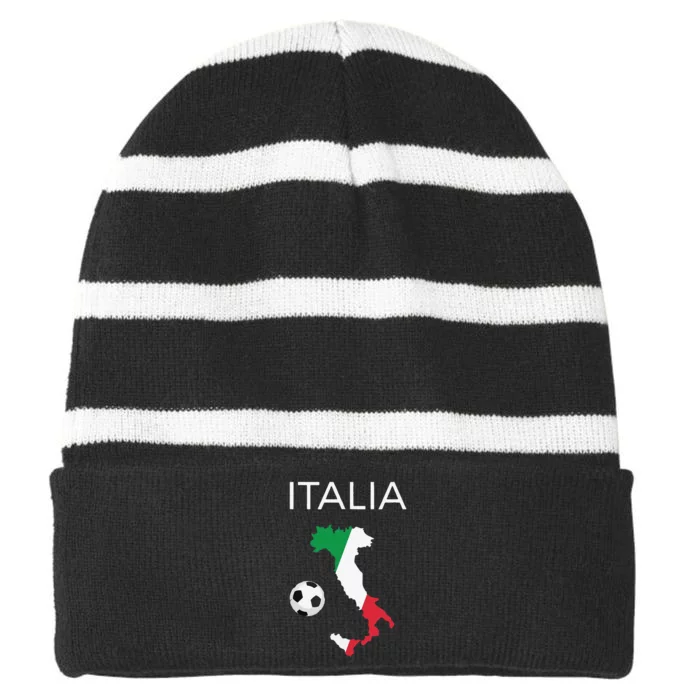 Funny Italy Soccer Forza Azzurri Italian Italia Striped Beanie with Solid Band