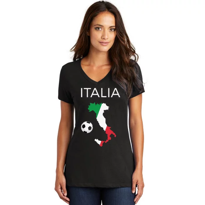 Funny Italy Soccer Forza Azzurri Italian Italia Women's V-Neck T-Shirt