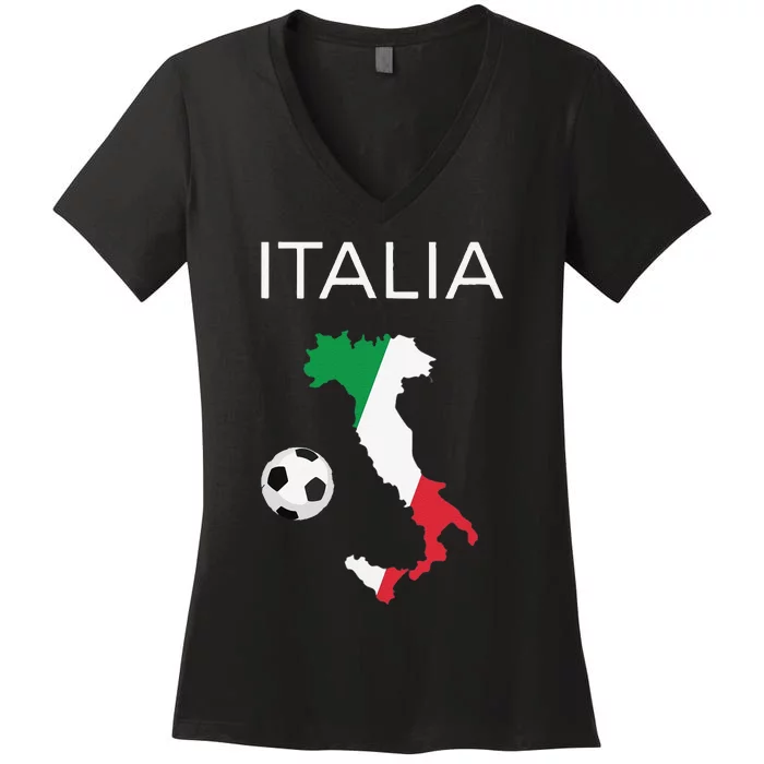 Funny Italy Soccer Forza Azzurri Italian Italia Women's V-Neck T-Shirt