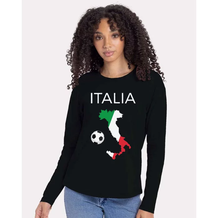 Funny Italy Soccer Forza Azzurri Italian Italia Womens Cotton Relaxed Long Sleeve T-Shirt