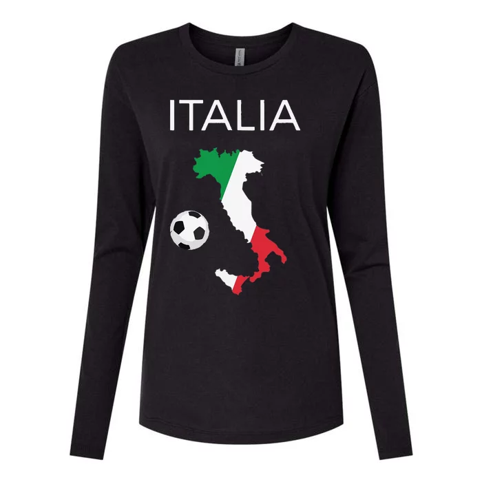 Funny Italy Soccer Forza Azzurri Italian Italia Womens Cotton Relaxed Long Sleeve T-Shirt