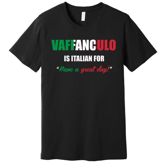 Funny Italian Saying Vaffanculo Have A Great Day Gift Premium T-Shirt