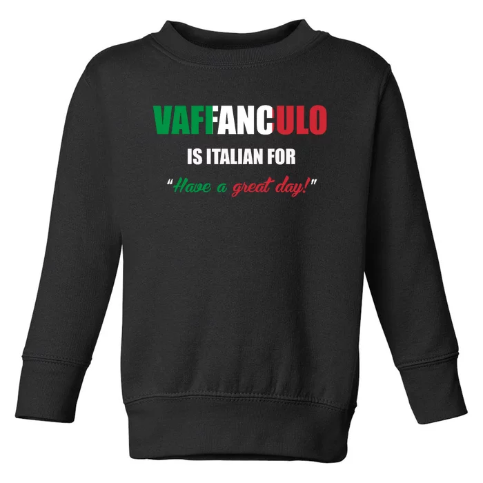 Funny Italian Saying Vaffanculo Have A Great Day Gift Toddler Sweatshirt