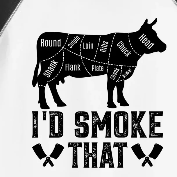 Funny I’d Smoke That Cow Meat Grilling Bbq Smoker Chef Dad Gift Toddler Fine Jersey T-Shirt