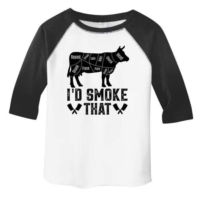 Funny I’d Smoke That Cow Meat Grilling Bbq Smoker Chef Dad Gift Toddler Fine Jersey T-Shirt