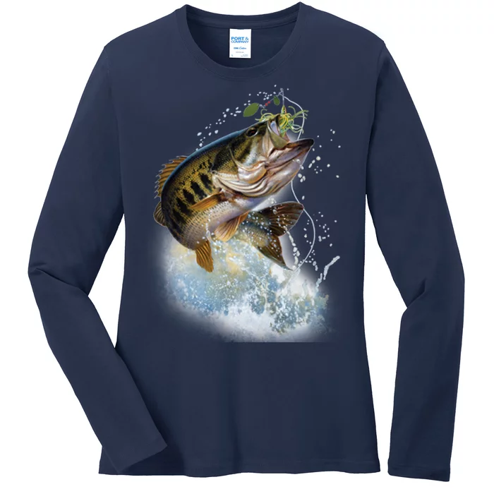 Fish and Hook Ladies Long Sleeve Shirt