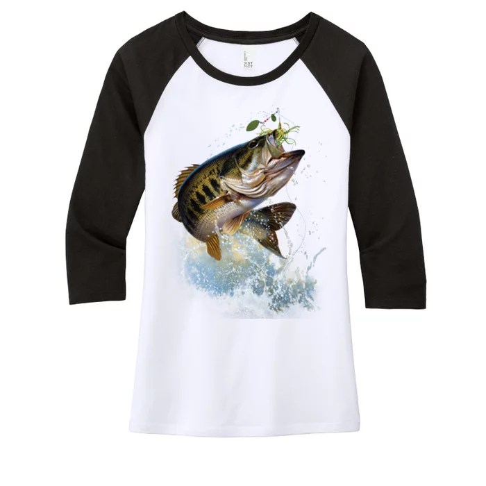 Fish and Hook Women's Tri-Blend 3/4-Sleeve Raglan Shirt