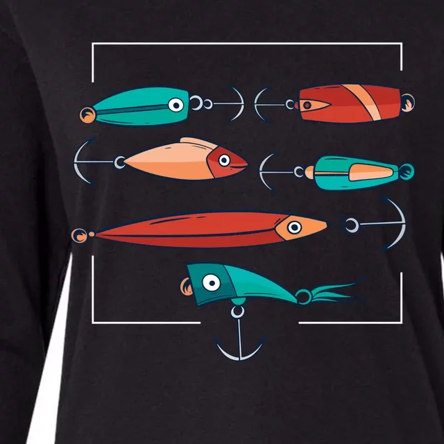 Fish Bait Set Womens Cotton Relaxed Long Sleeve T-Shirt