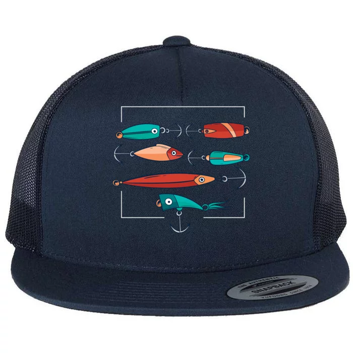 Fish Bait Set Flat Bill Trucker Hat