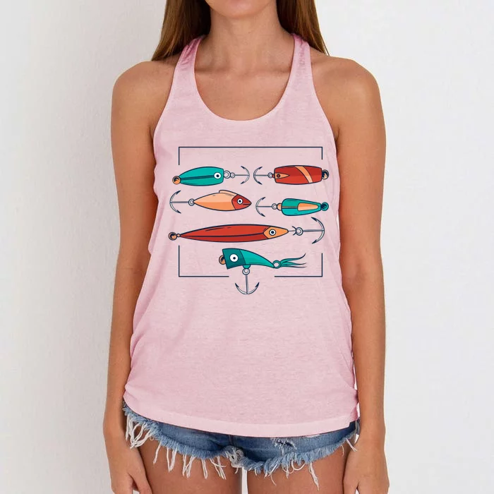 Fish Bait Set Women's Knotted Racerback Tank