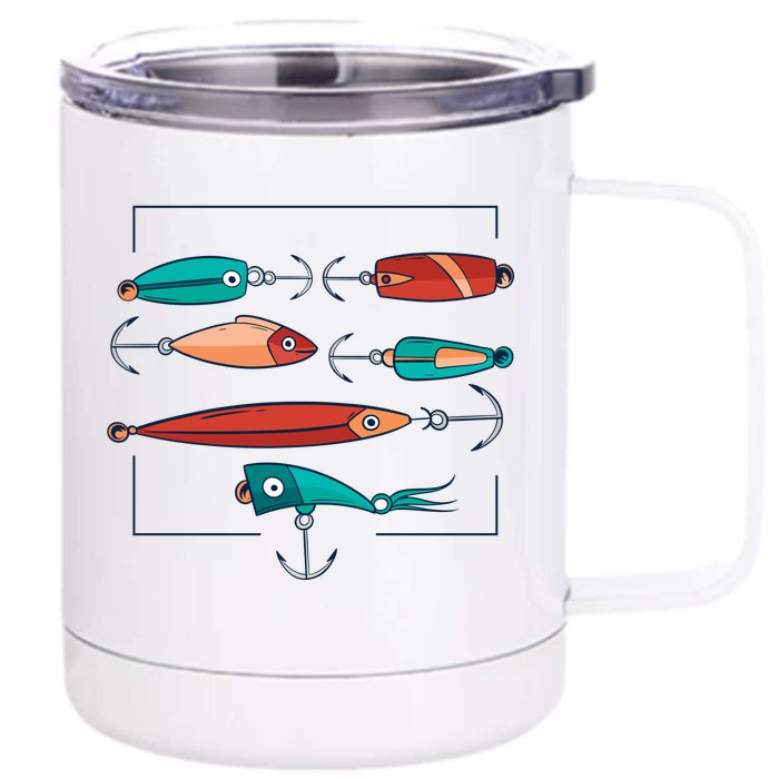 Fish Bait Set Front & Back 12oz Stainless Steel Tumbler Cup