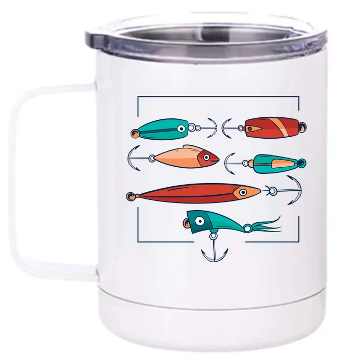 Fish Bait Set Front & Back 12oz Stainless Steel Tumbler Cup