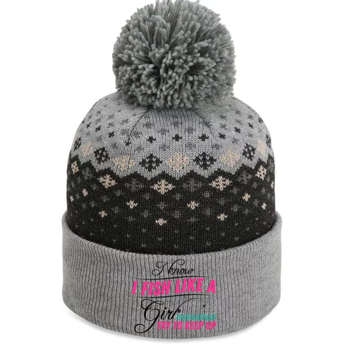 Fish Like A Girl Try To Keep Up The Baniff Cuffed Pom Beanie