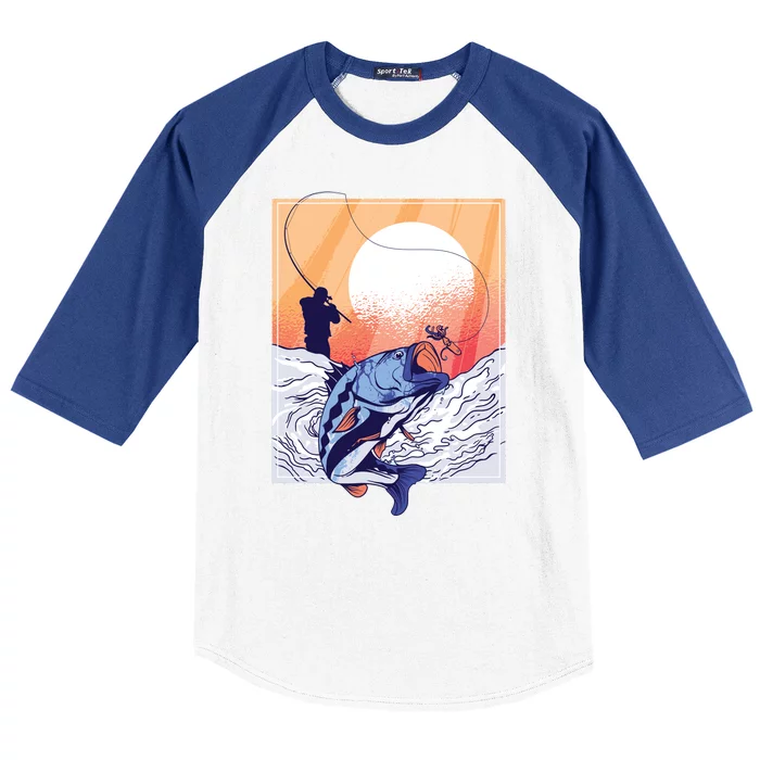 Fisherman Sunset Baseball Sleeve Shirt