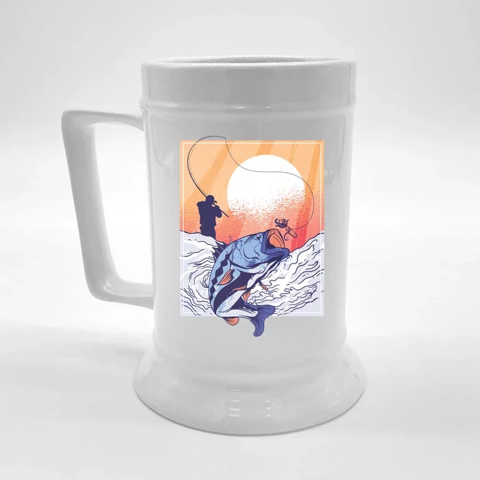 Fisherman Sunset Front & Back Beer Stein